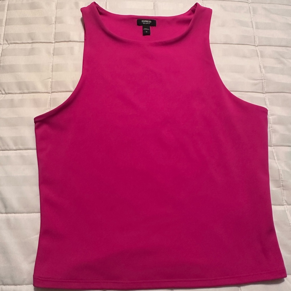 Express Pink Crew Neck Cropped Sleeveless Tank Top